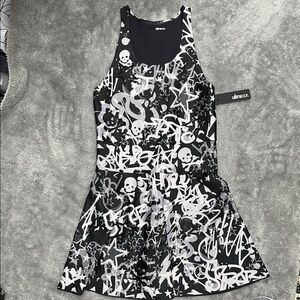 Ultracor Black and White graffiti sleeveless tennis dress